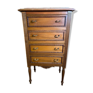 Louis XVI style molded and carved walnut chest of drawers