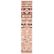 Vintage Turkish Oushak Handmade Wool Cotton Pink Runner Rug 69x333