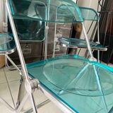 Set of 4 Castelli blue Plia folding chairs