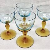 4 old two-tone George Sand wine glasses