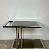 Belgo chrome tray / rolling table in chrome and gilded brass 70'S