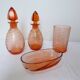 Nécessaire de toilette vintage en verre rose 201089