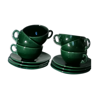 Lot of 6 cups and under green ceramic cups