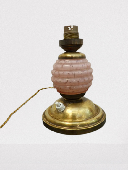 Pink clichy glass bedside lamp