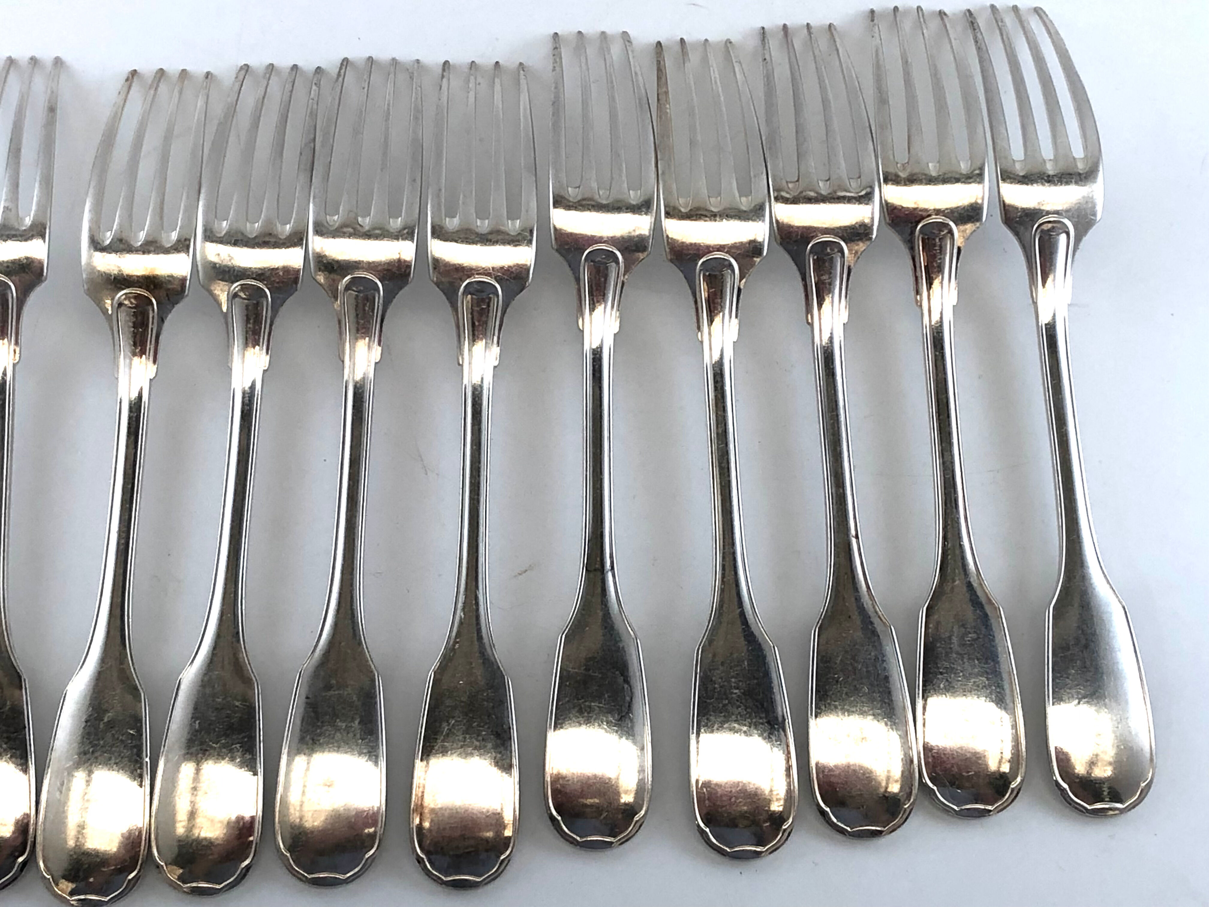 Christofle 10 forks in silver metal model Versailles