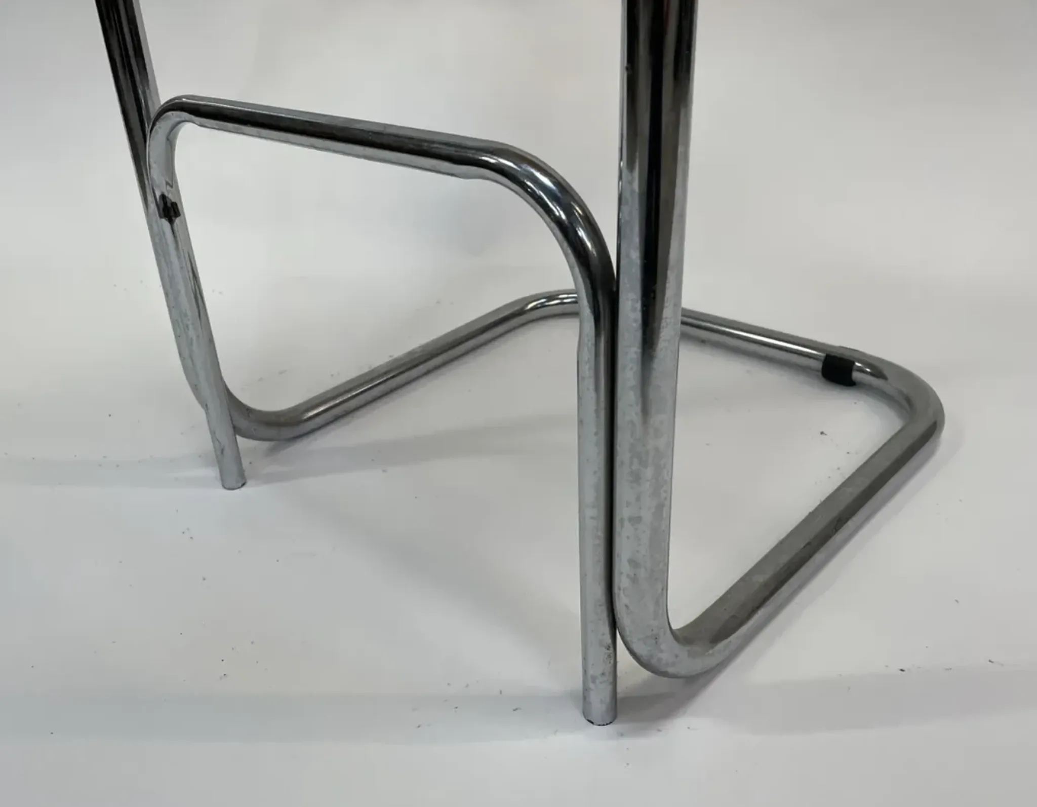 Vintage bar stool 80's Design Cesca style chrome and webbing