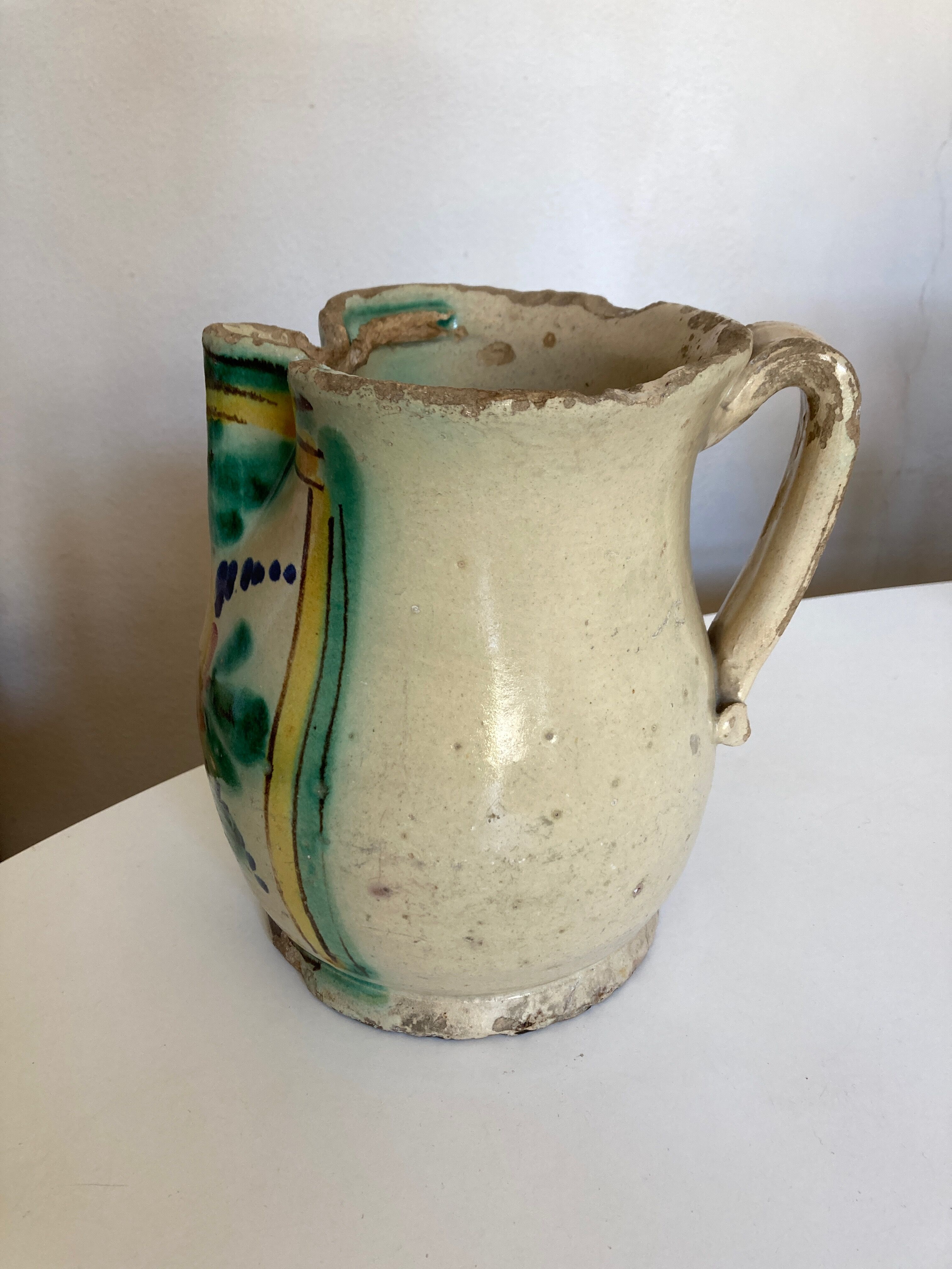Vase pitcher 18th Italian glazed earth of Vietri Amalfi
