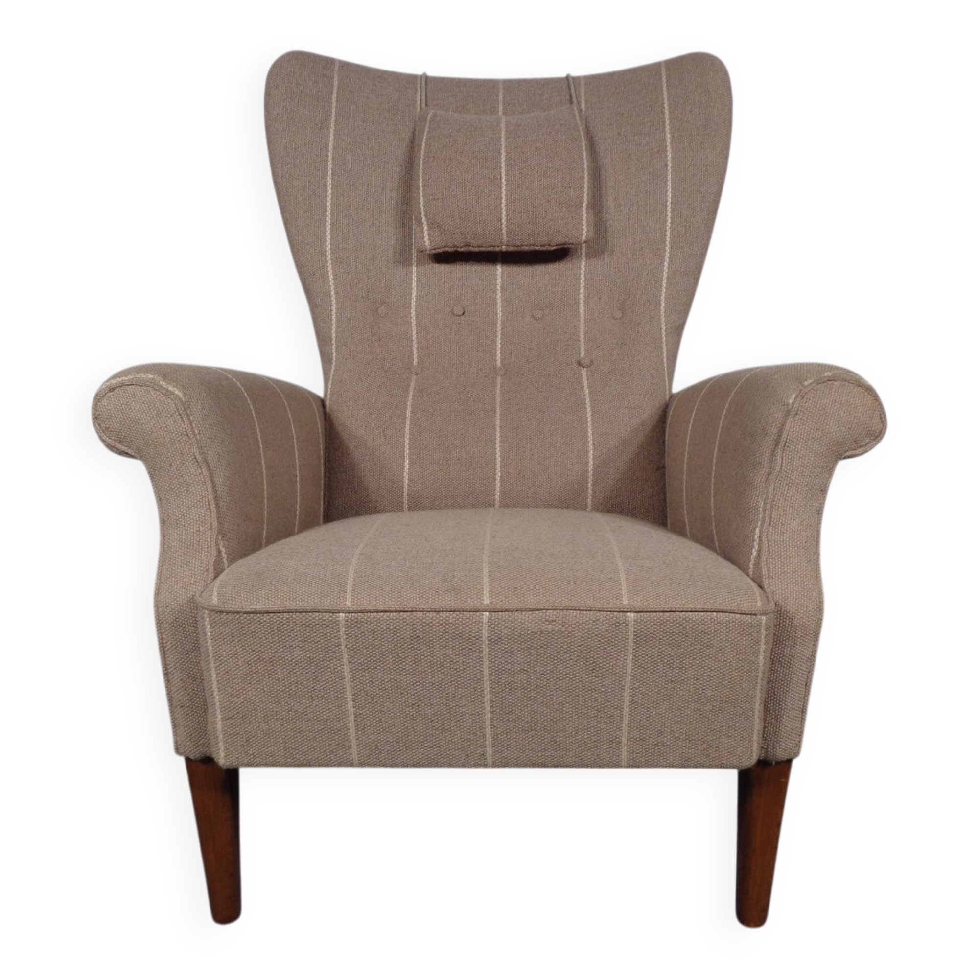 Mid-Century Wool Wing Chair, Denmark, 1950s