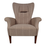 Mid-Century Wool Wing Chair, Denmark, 1950s