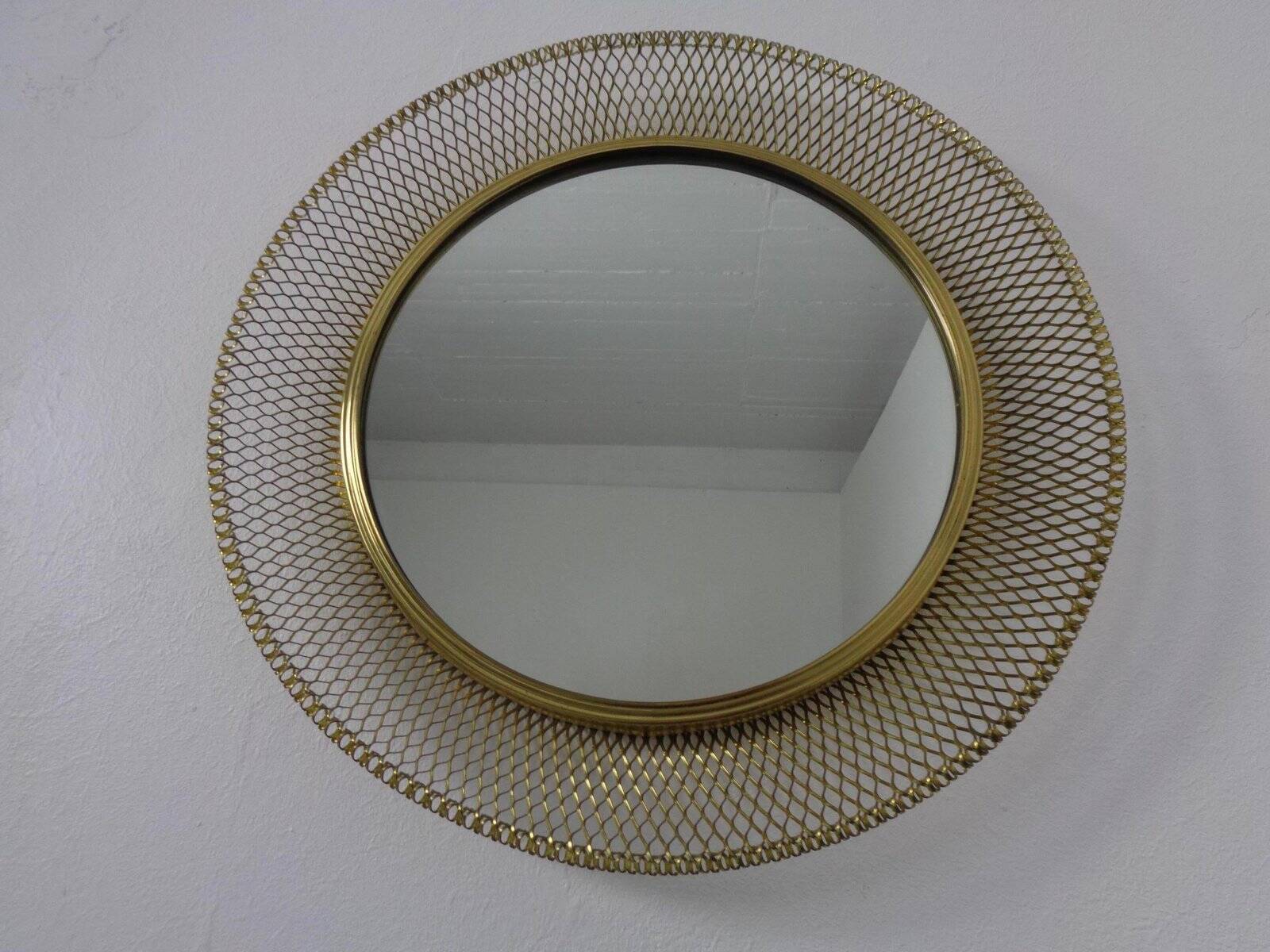 Vintage French Brass Mirror, 1960s