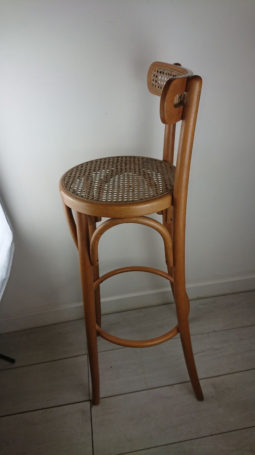 Stunt and curved wood bar stool