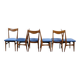Set of 6 Scandinavian chairs in oak and blue fabric.