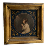 Old golden frame Little Samuel in prayer