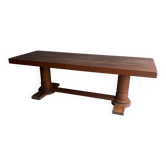 Table de réfectoire française Art déco en chêne, France, vers 1930