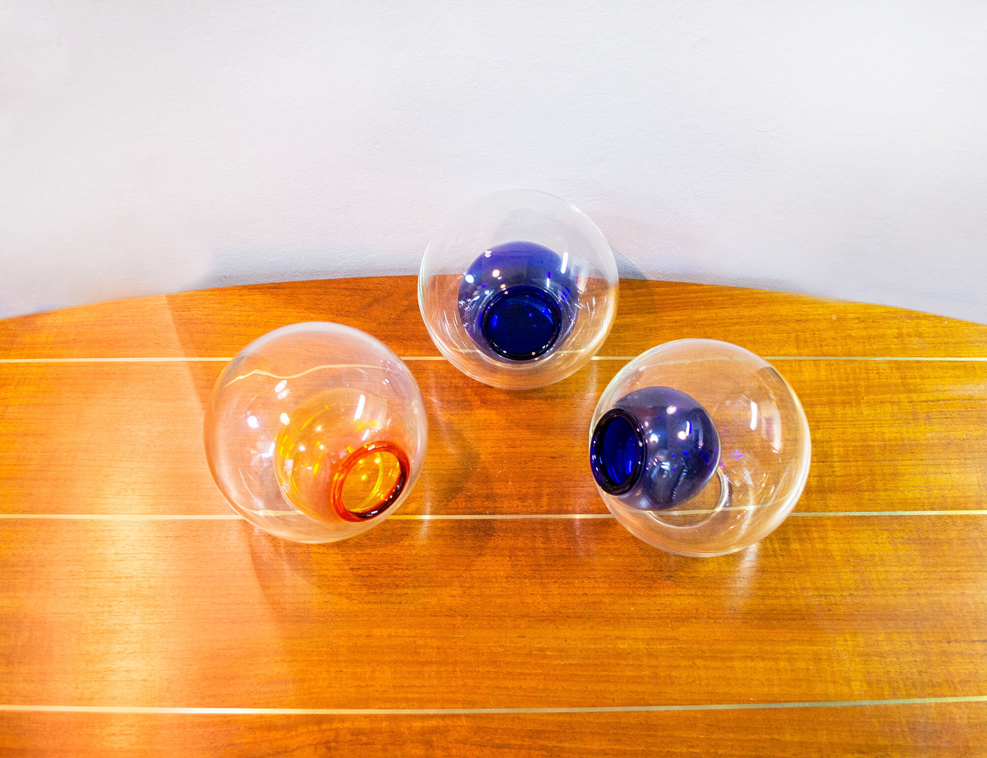 Tris of Murano glass vases by Enrico Capuzzo for Vistosi Italia Anni '60