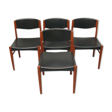 Ensemble de 4 chaises de salle à manger danoises en teck