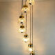1960s mid century cascading lamp 7 flower-shaped glass shades and brass chandelier