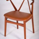 Dining Chair Model 255 Mid-Century in Teak and Leather by Henning Kjærnulf for Bruno Hansen, Denmark, 1960s