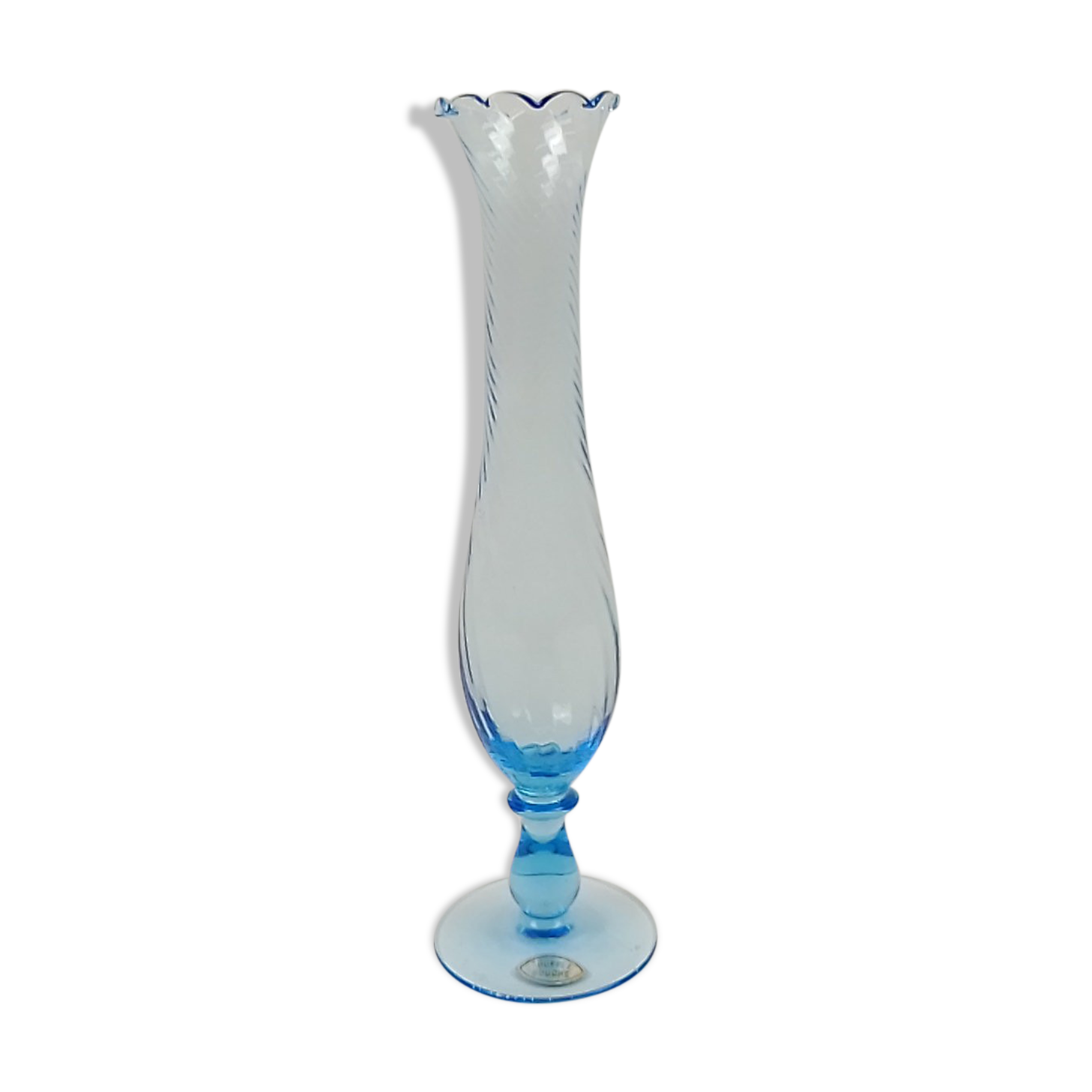 Blue blown glass soliflore 24cm