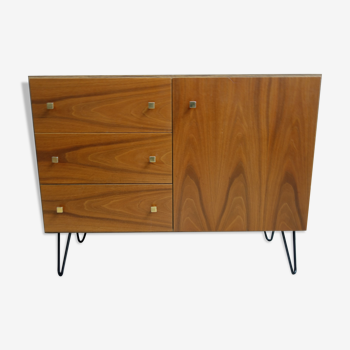 Sideboard drawers and door in rosewood 1960s on hairpin legs
