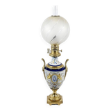 Lampe à pétrole en faïence, époque Napoléon III, milieu XIXème