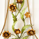 Large vintage Italian wall sconce with golden flowers, Florentine style.