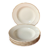 7 ivory and gold deep plates Villeroy and Boch Mettlach