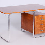 Bauhaus Beech Writing Desk Made in 1930s by Robert Slezak, Czechia, Restored