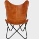 Handmade leather butterfly chair, modern lounge seating.