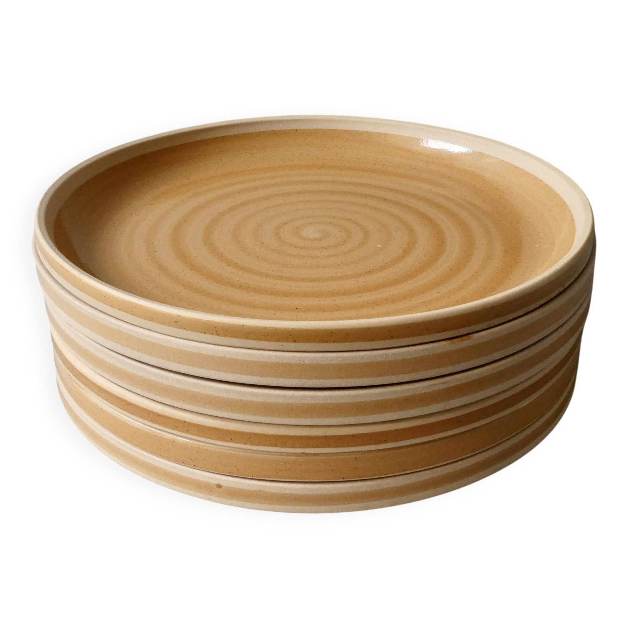 6 flat plates in Burgundy stoneware, Sarreguemines France