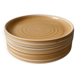 6 flat plates in Burgundy stoneware, Sarreguemines France