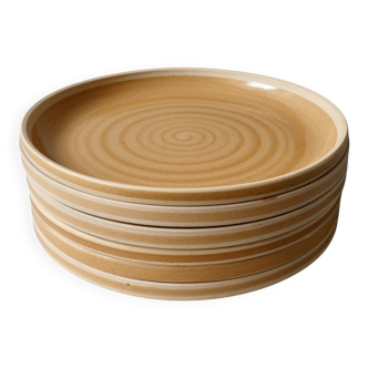 6 assiettes plates en grès de Bourgogne, Sarreguemines France