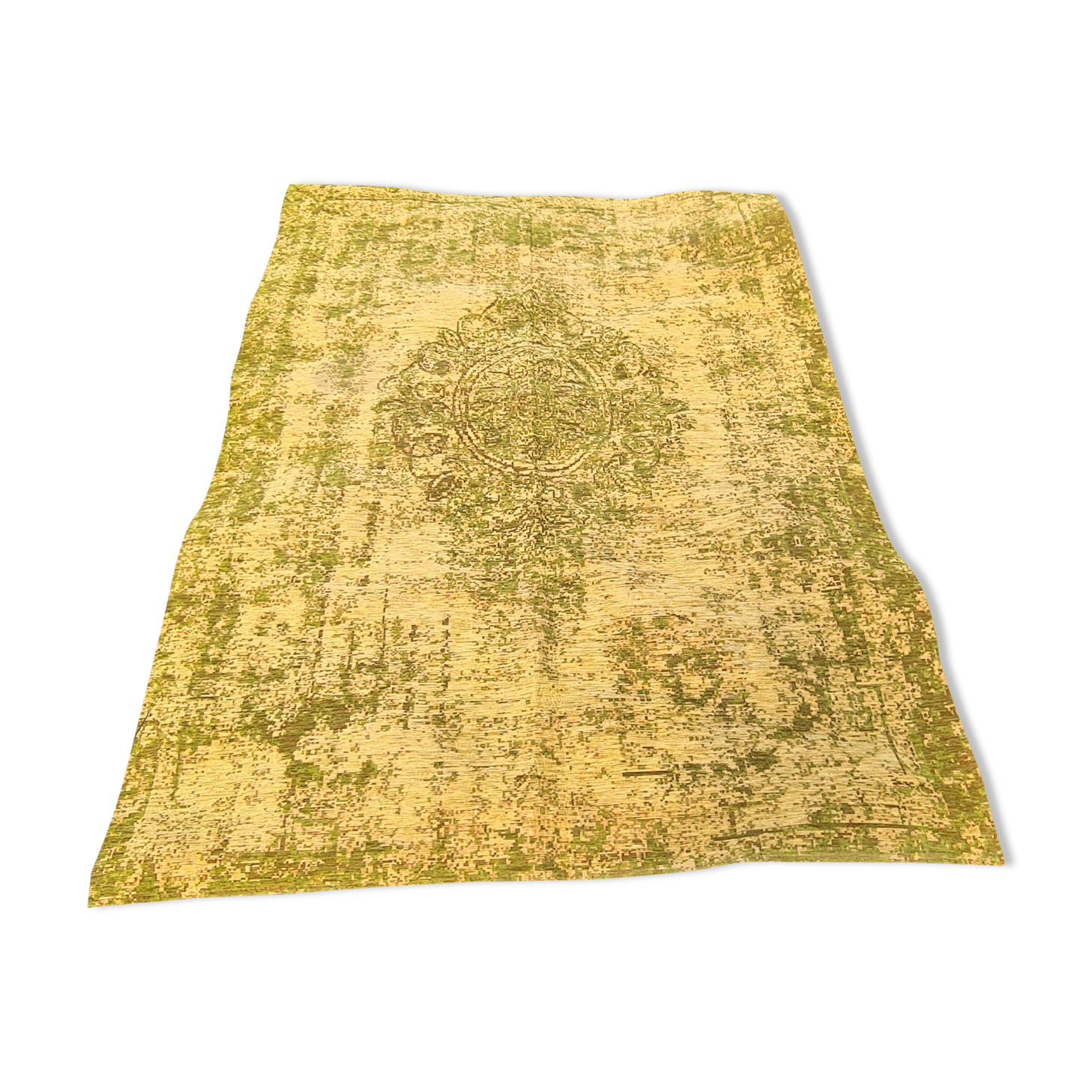 Carpet design faded style green and yellow 149x230