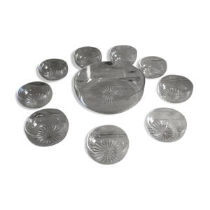 saladier + 8 coupes en - cristal
