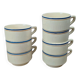 Set of 7 vintage cups Moulin des Loups – Blue and ochre trim, retro charm