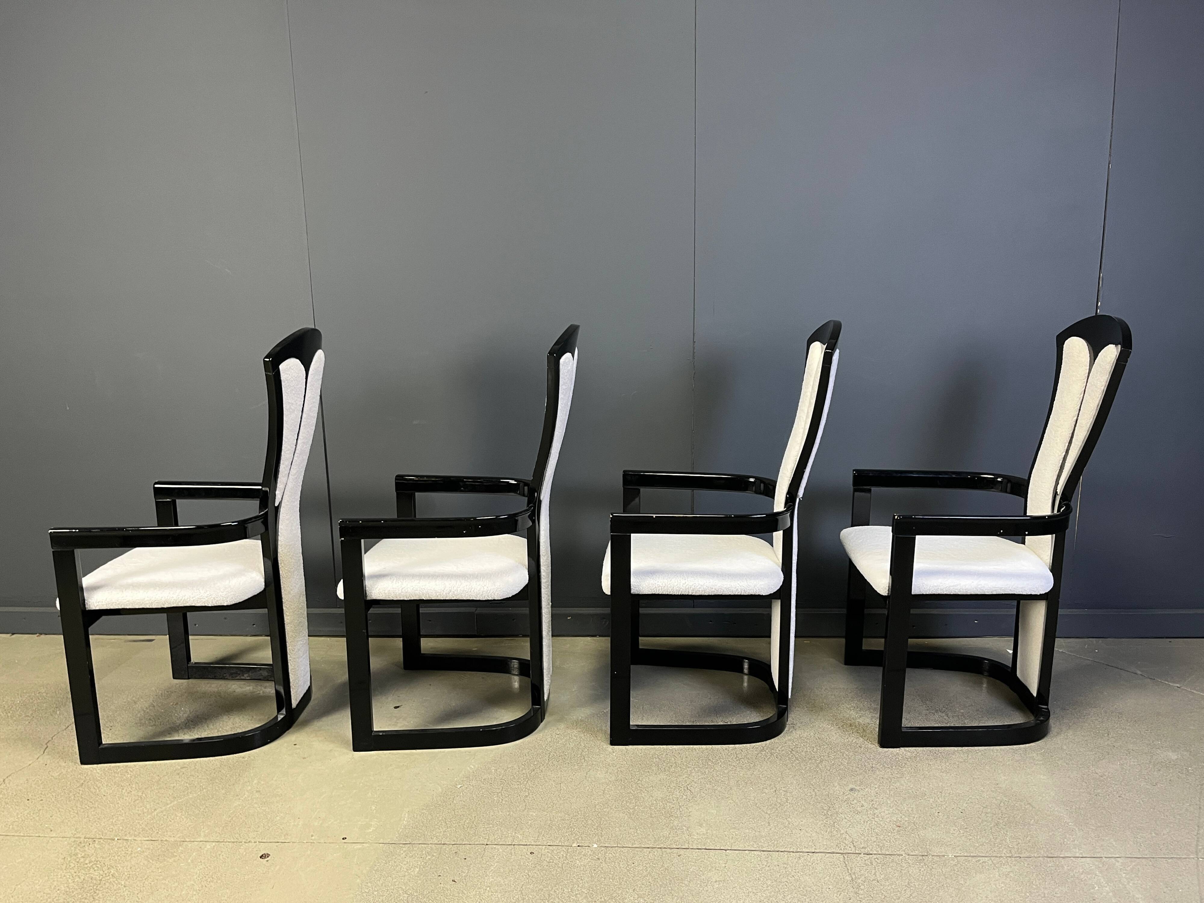 Italian lacquered wood dining chairs, 1980s