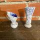 Pair of Snowstone Vases Ceramic White Blue France Vintage #D55