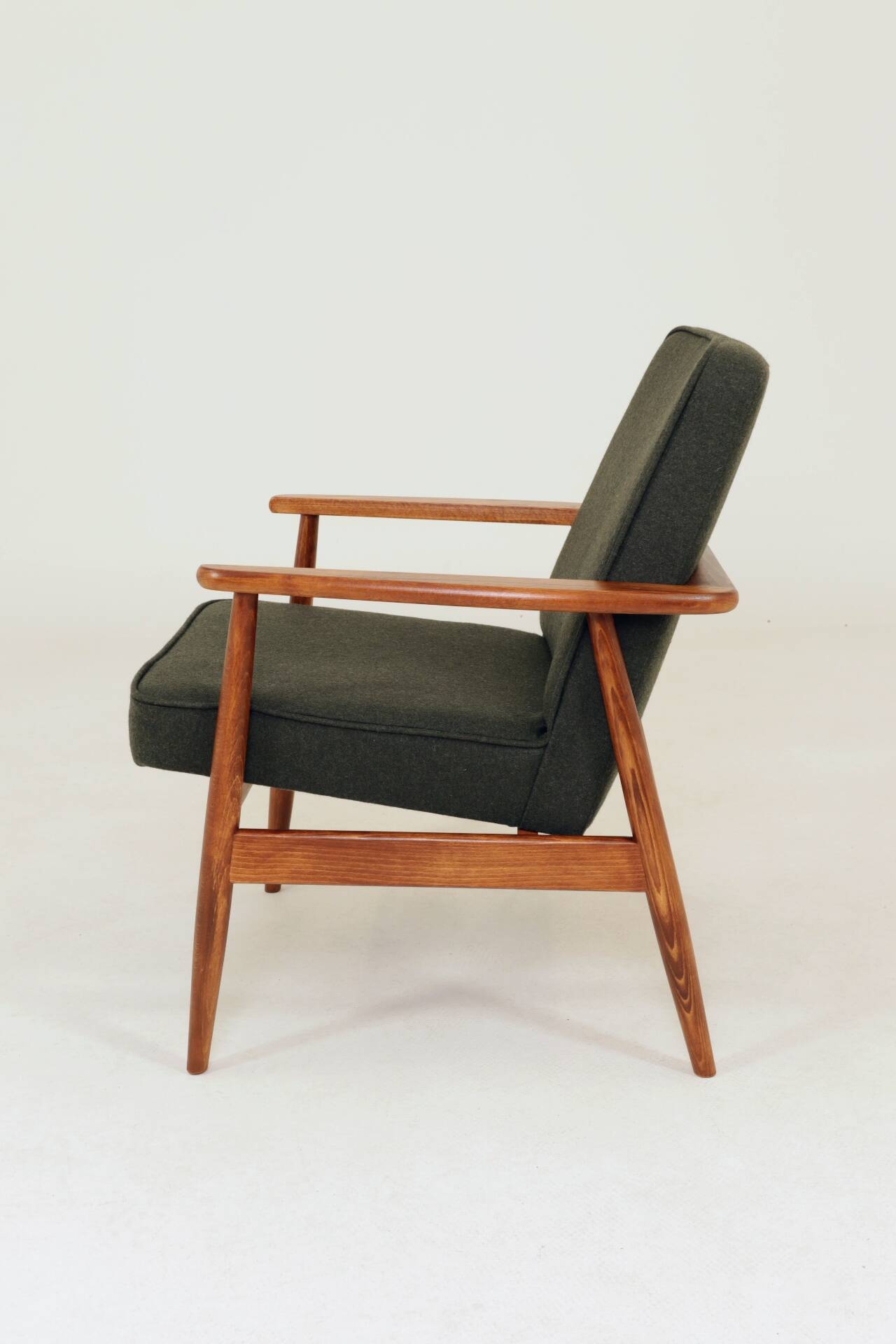 Modern living room chair deep olive green wool by M.Zielinski