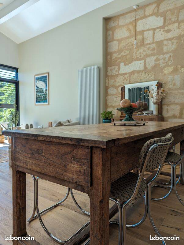 Old farmhouse table in solid elm