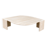 Large vintage coffee table in travertine – sculptural top –