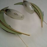 Paire d'appliques à tirette 1950 feuille fleur