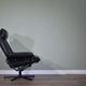 Norwegian Skoghaug industries vintage black leather swivel reclining chair