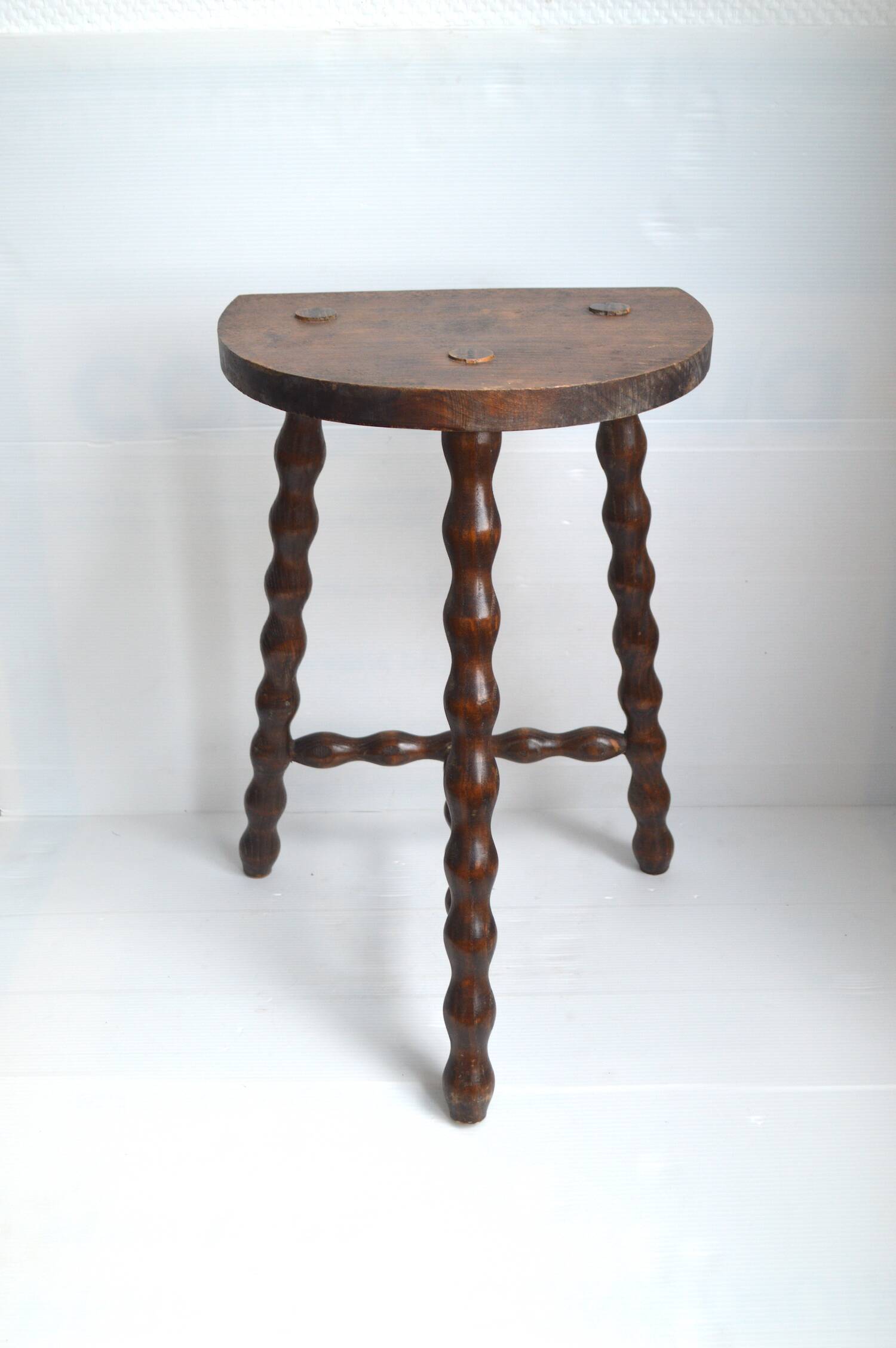 Beaded Wood Tripod Stool