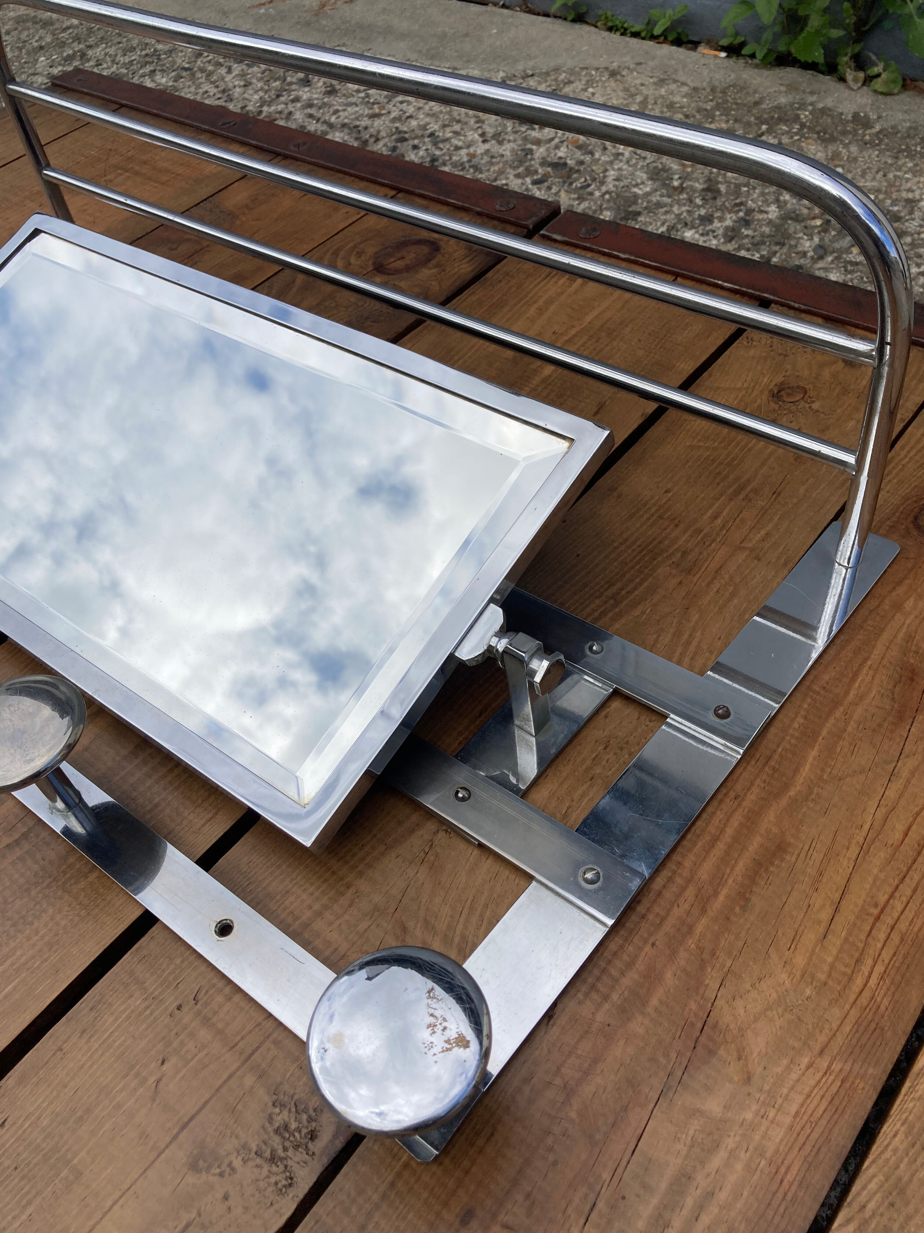 Wall coat rack / 50s chrome cloakroom