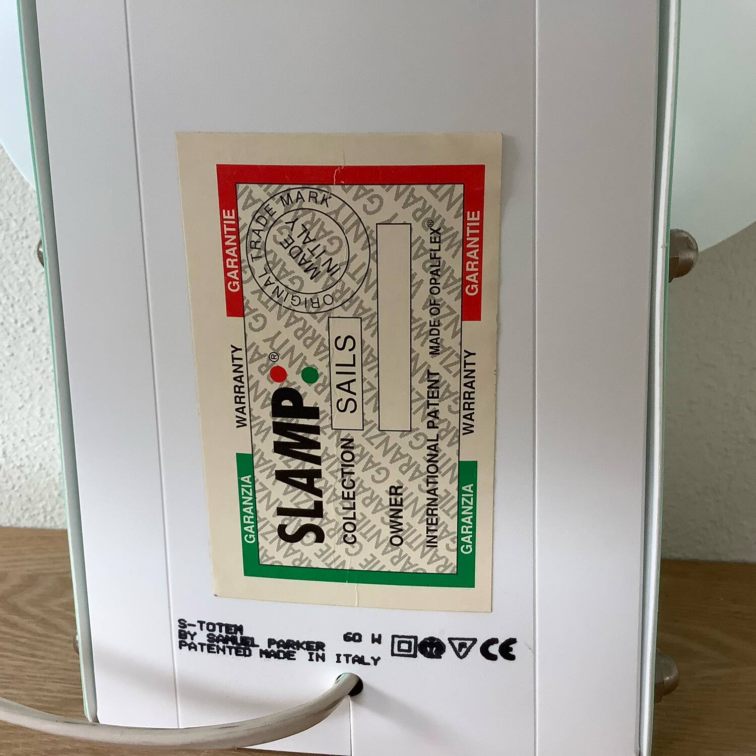 Vintage Lamp Slamp Samuel Parker 80.s Post-modern Sails Opaflex