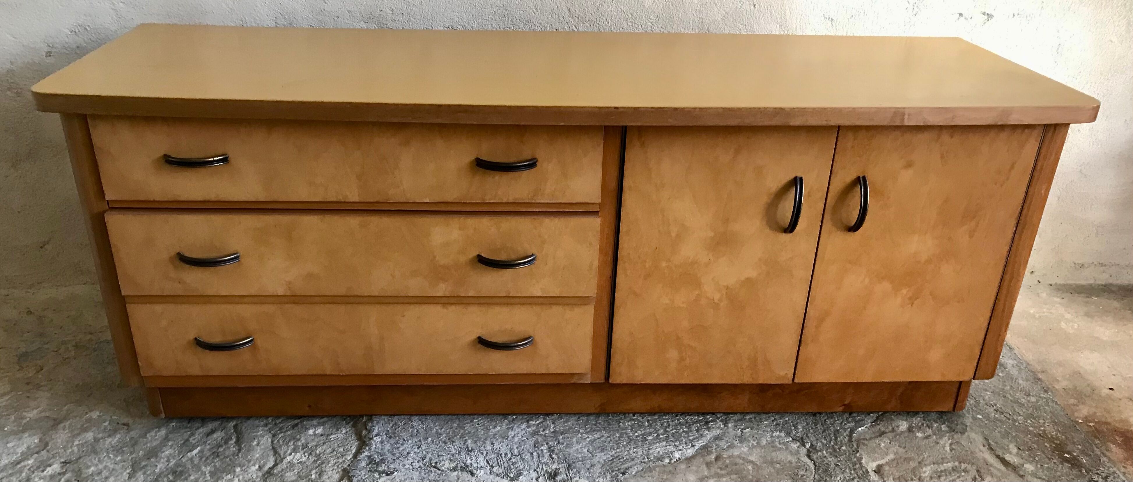 Cabinet low sideboard 1940-1960's in blond wood