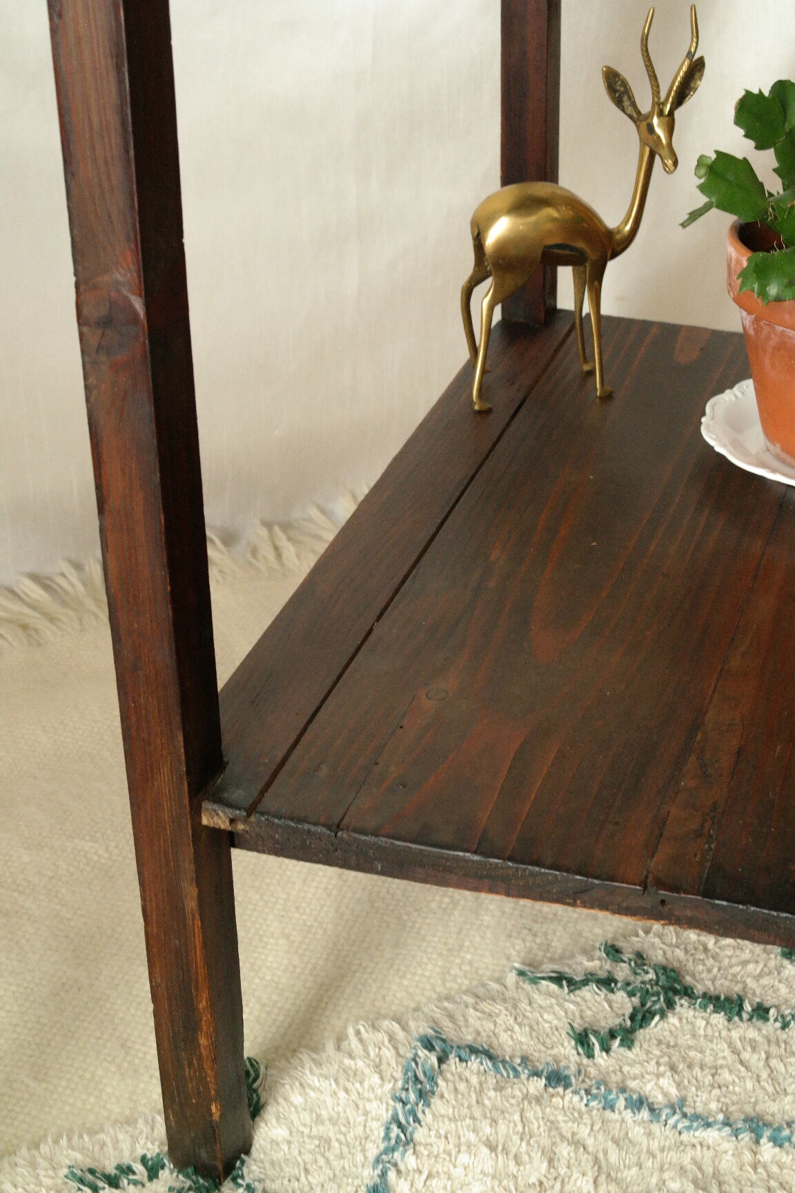 Old country side table in waxed wood
