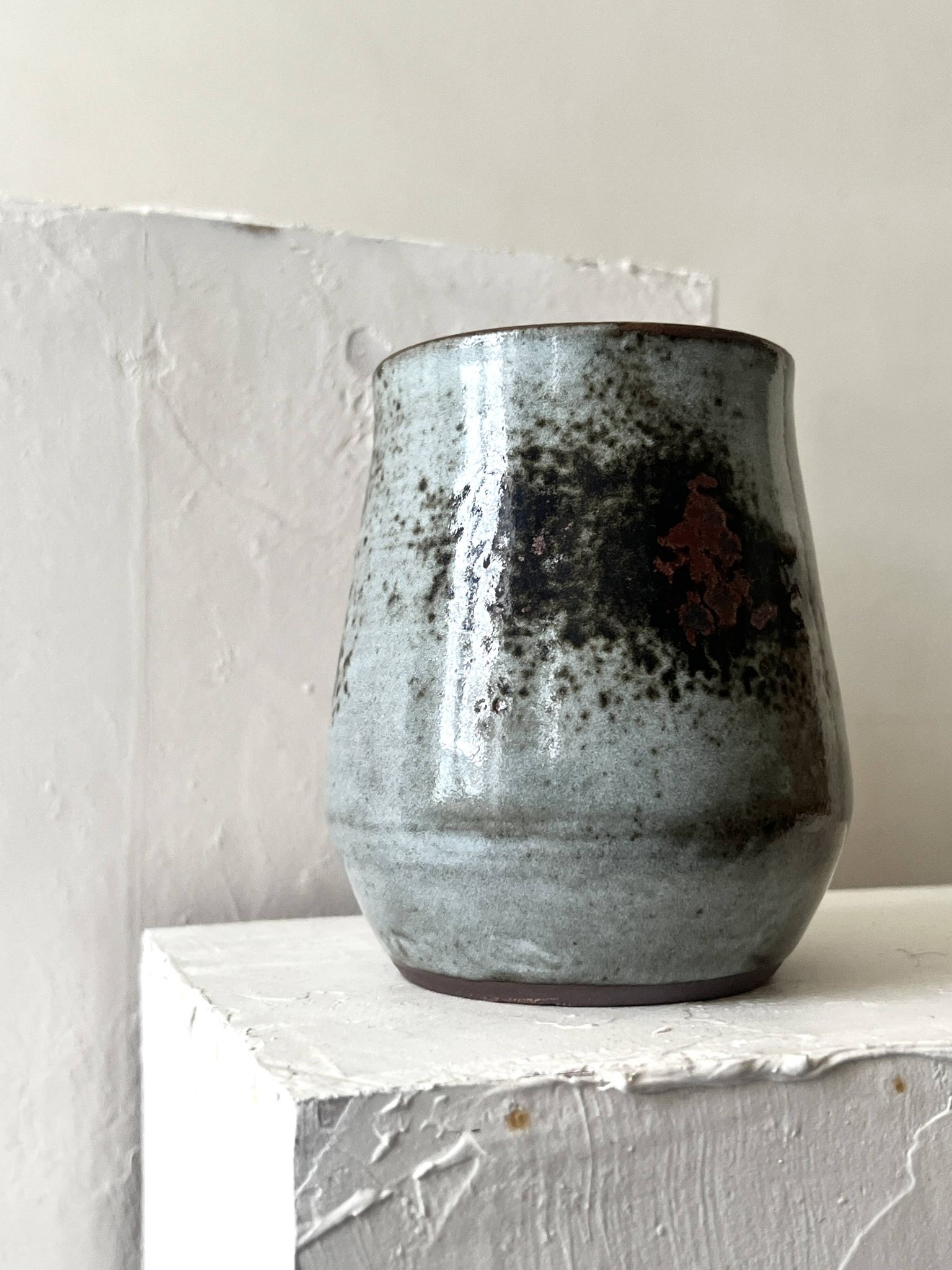 Vase céramique Grés du Loir émaillé et signé, Chantal & Thierry Robert 1970
