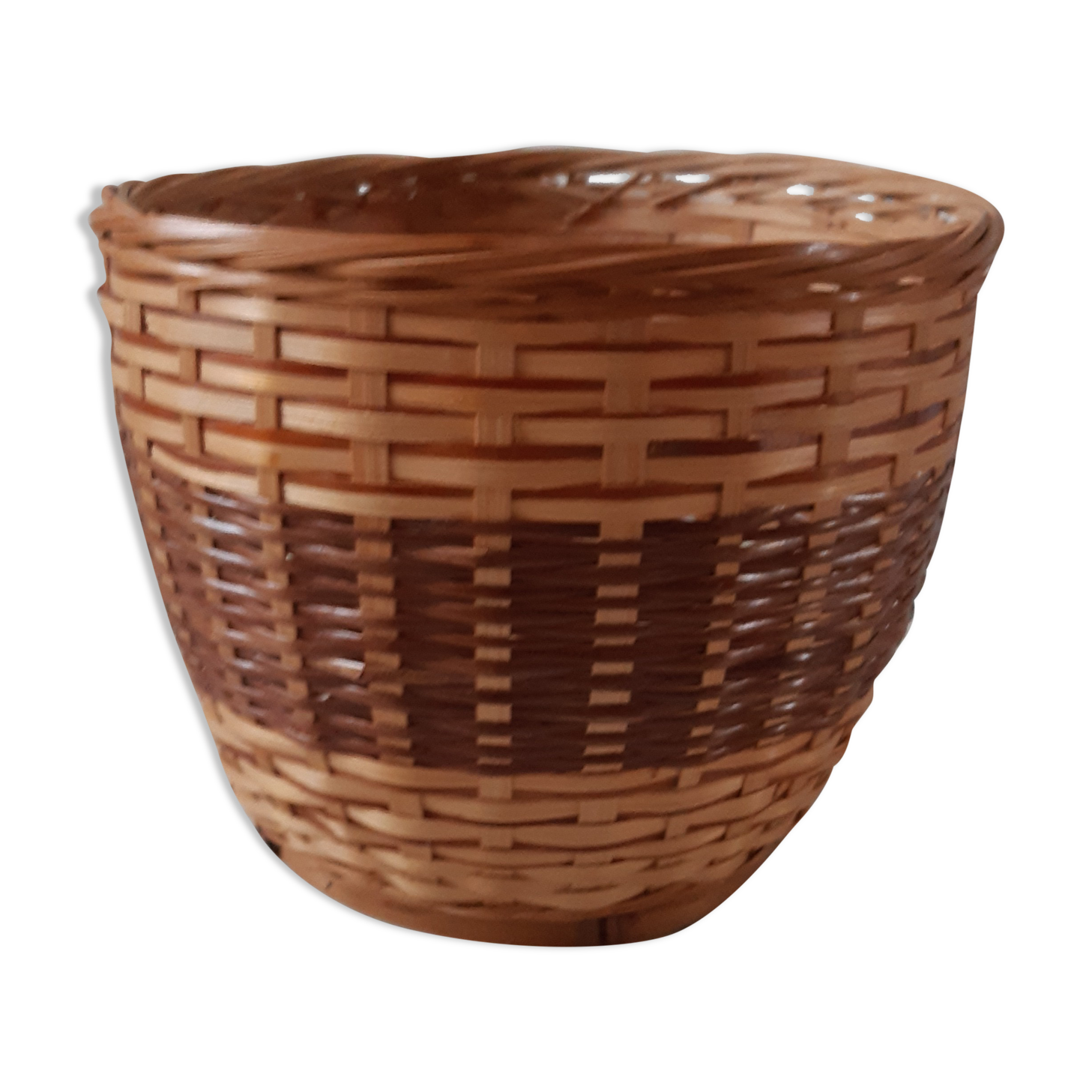 Wicker pot cover / vintage rattan 70s