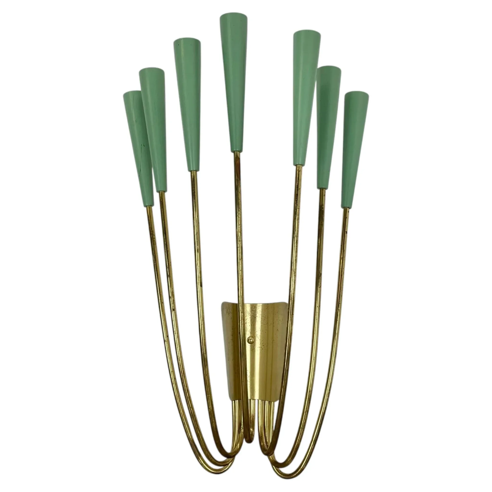 Large brass wall light in stilnovo style, 54 cm, italy, 1950s